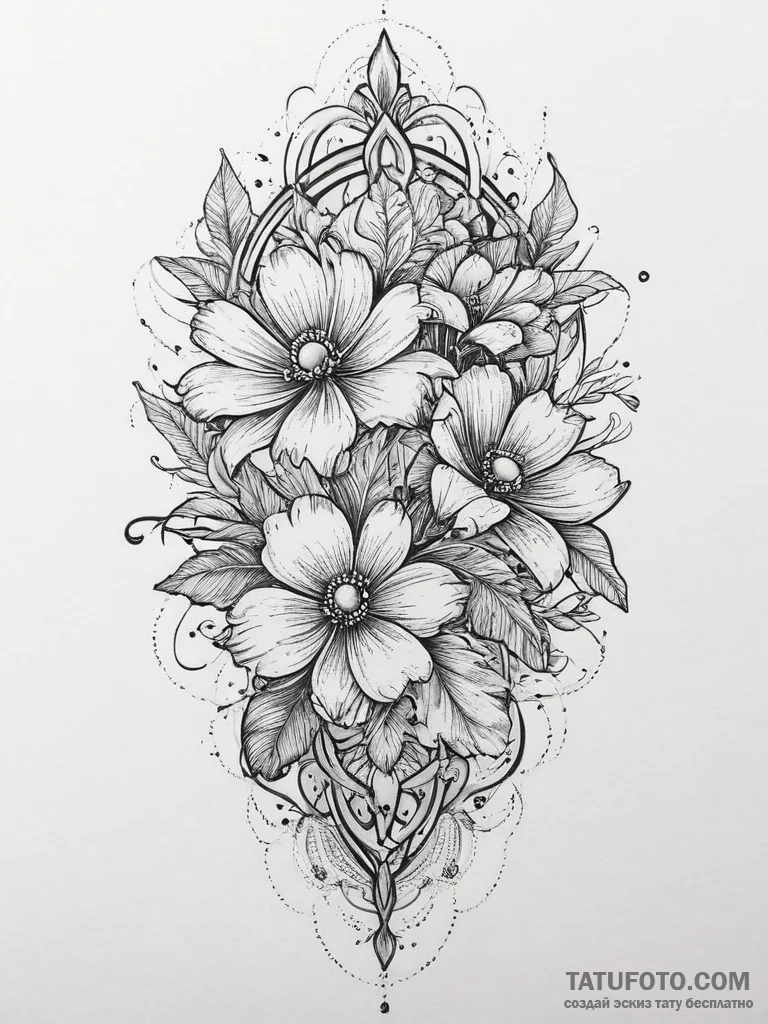 Tattoo design a secret garden with glowing fl... - эскиз тату (№1754061861_0, 01.08.2025 15:24) — Tatufoto.com