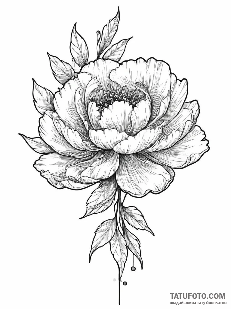Peony, tattoo line art, clean lines, crisp ou... - эскиз тату (№1754062061_0, 01.08.2025 15:27) — Tatufoto.com