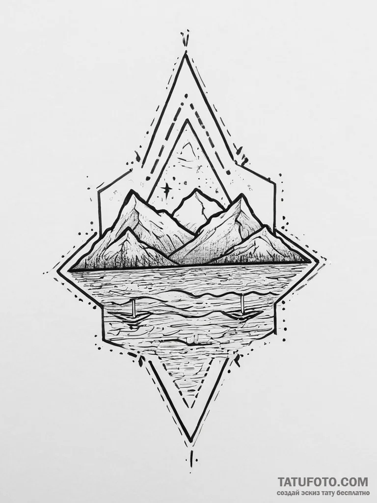 Tattoo design two stars reflecting in a body... - эскиз тату (№1754062469_0, 01.08.2025 15:34) — Tatufoto.com