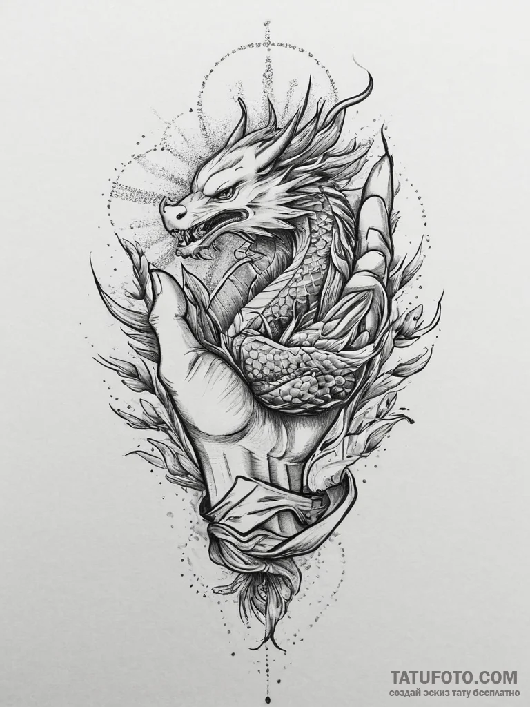 Tattoo sketch: a close-up of a hand holding a... - эскиз тату (№1754062672_0, 01.08.2025 15:37) — Tatufoto.com