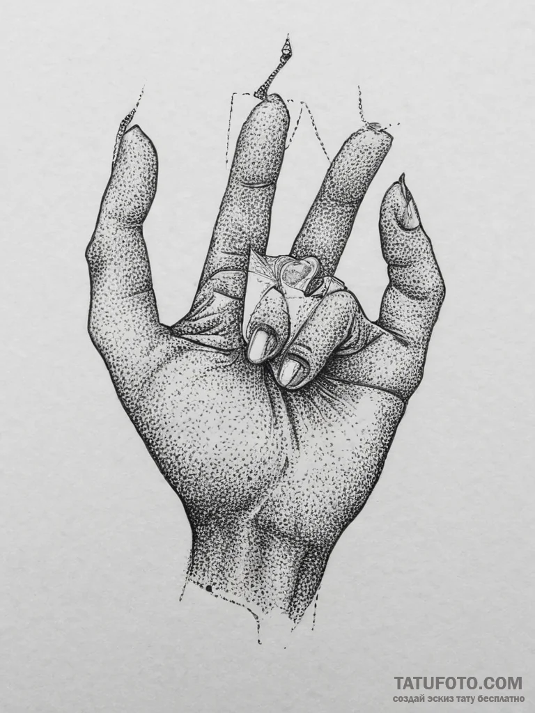 Tattoo design a hand forming a specific sign... - эскиз тату (№1754063285_0, 01.08.2025 15:48) — Tatufoto.com