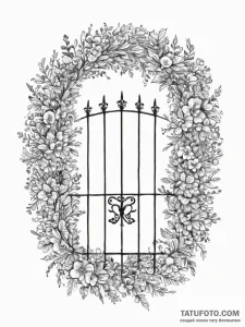 Tattoo design a garden gate or a front door w... - эскиз тату (№1754063489_0, 01.08.2025 15:51) — Tatufoto.com