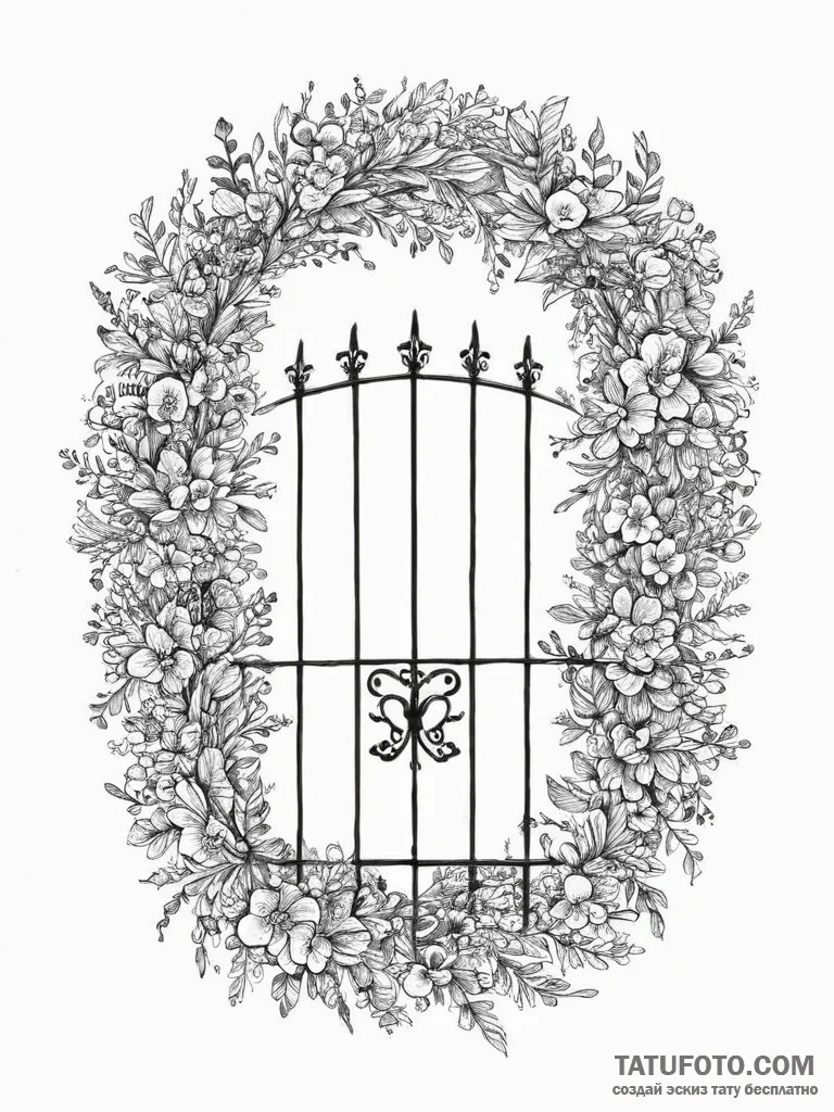 Tattoo design a garden gate or a front door w... - эскиз тату (№1754063489_0, 01.08.2025 15:51) — Tatufoto.com