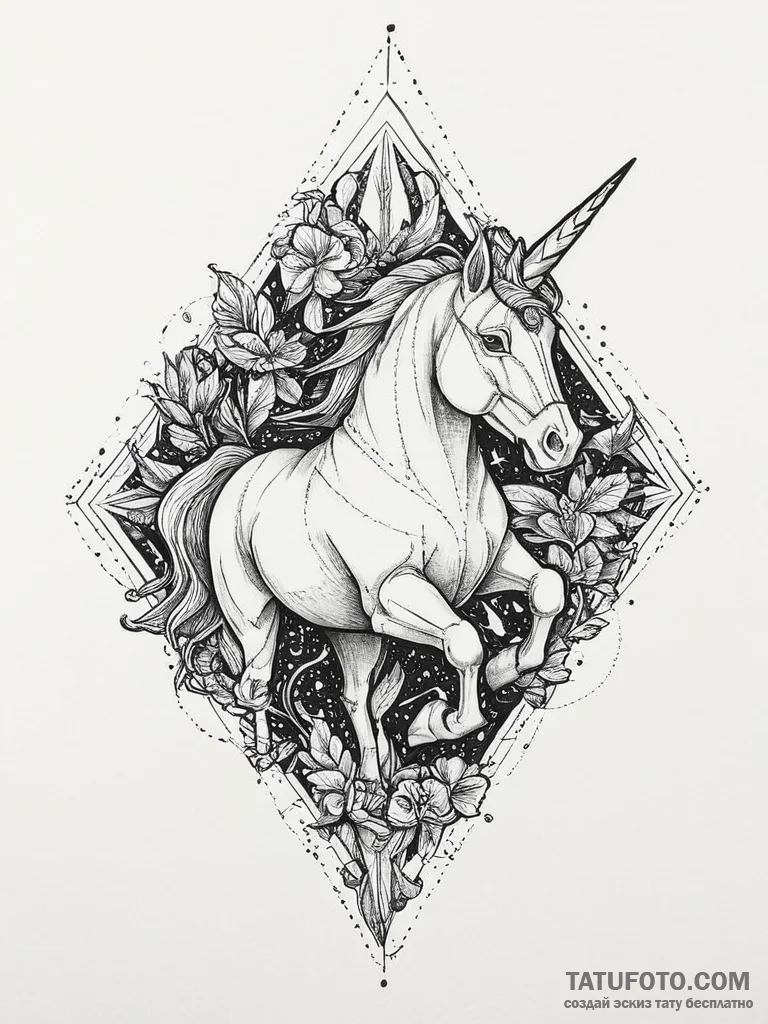 The origami unicorn from blade runner, tattoo... - эскиз тату (№1754063915_0, 01.08.2025 15:58) — Tatufoto.com