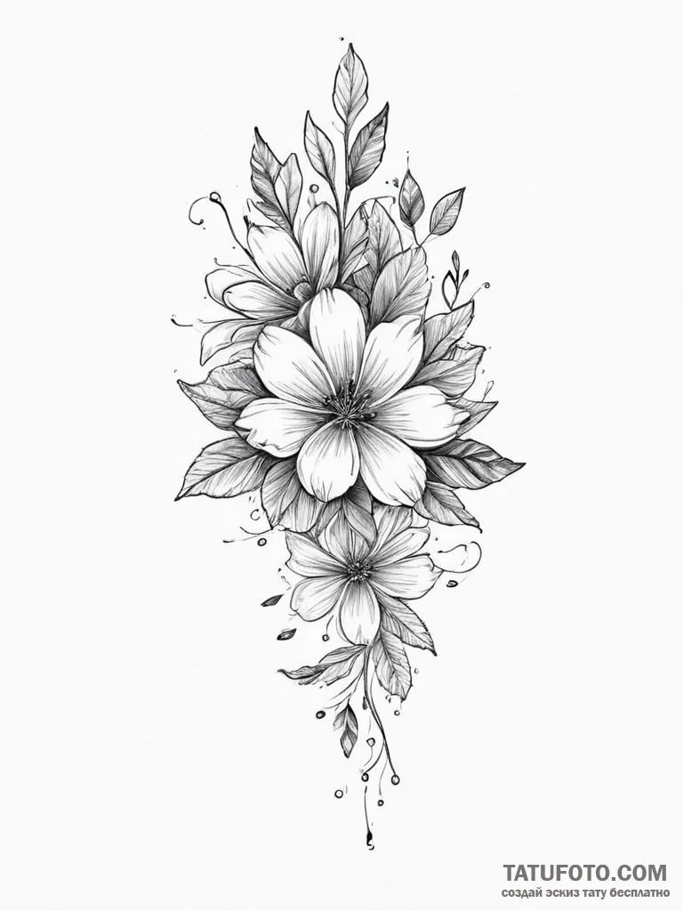 Tattoo design a fine line pattern of falling... - эскиз тату (№1754064326_0, 01.08.2025 16:05) — Tatufoto.com