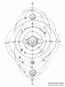 Solar system model (orrery), tattoo sketch de... - эскиз тату (№1754064531_0, 01.08.2025 16:08) — Tatufoto.com
