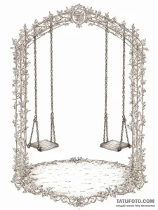 An empty playground at dusk, swings gently mo... - эскиз тату (№1754065349_0, 01.08.2025 16:22) — Tatufoto.com