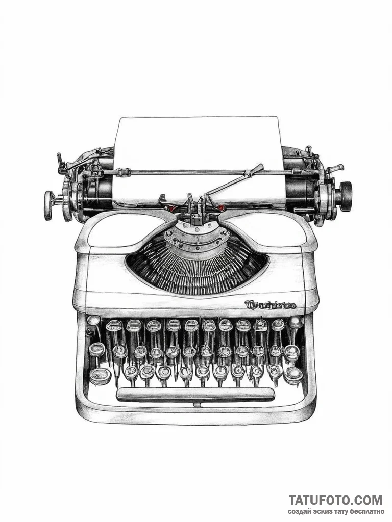 Typewriter - эскиз тату (№1754065755_0, 01.08.2025 16:29) — Tatufoto.com
