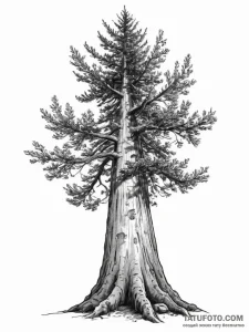 Tattoo sketch a strong, stoic redwood tree, r... - эскиз тату (№1754066798_0, 01.08.2025 16:46) — Tatufoto.com
