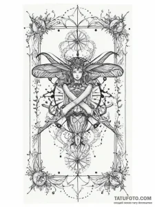 Tattoo sketch a zodiac glyph integrated into... - эскиз тату (№1754067413_0, 01.08.2025 16:56) — Tatufoto.com