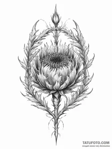 Tattoo design a thistle, prickly and resilien... - эскиз тату (№1754069854_0, 01.08.2025 17:37) — Tatufoto.com