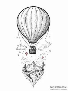 A hot air balloon festival, with dozens of co... - эскиз тату (№1754070049_0, 01.08.2025 17:40) — Tatufoto.com