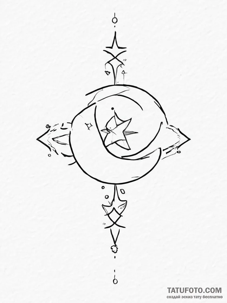 Tattoo design a small, simple star or moon. - эскиз тату (№1754071066_0, 01.08.2025 17:57) — Tatufoto.com