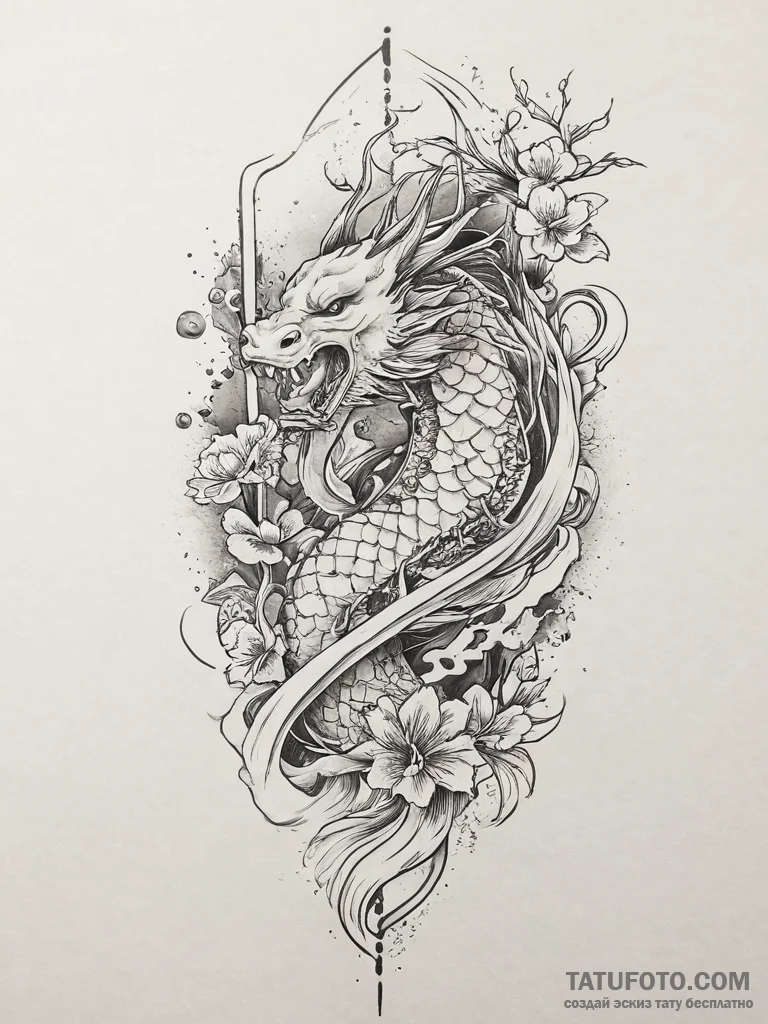 Tattoo design a traditional bow and quiver, s... - эскиз тату (№1754072866_0, 01.08.2025 18:27) — Tatufoto.com