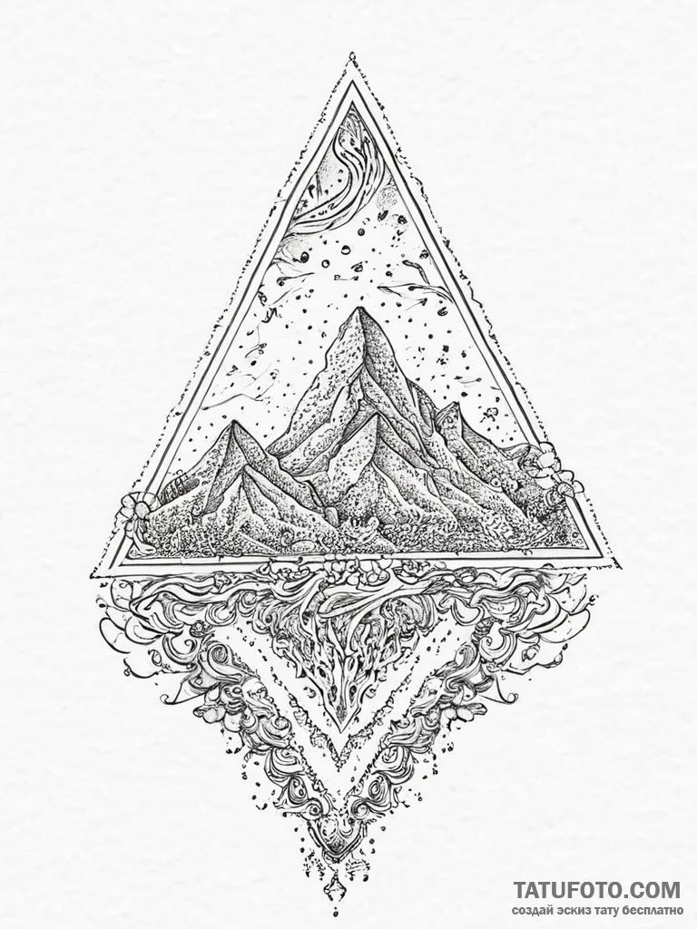 Triangle, tattoo line art, dotwork shading, s... - эскиз тату (№1754073480_0, 01.08.2025 18:38) — Tatufoto.com