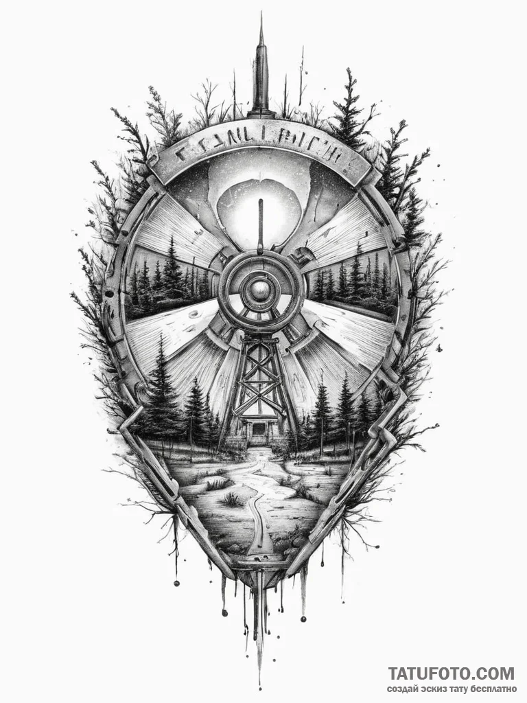 The eerie, abandoned chernobyl exclusion zone... - эскиз тату (№1754073680_0, 01.08.2025 18:41) — Tatufoto.com