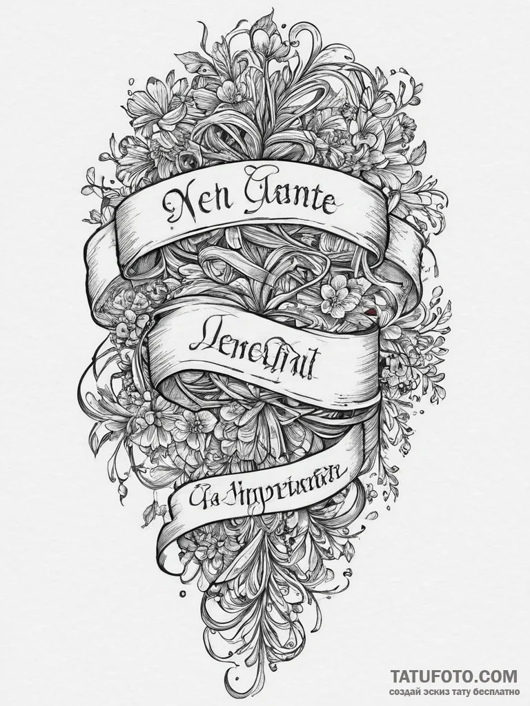 Tattoo sketch a flowing ribbon with important... - эскиз тату (№1754074080_0, 01.08.2025 18:48) — Tatufoto.com