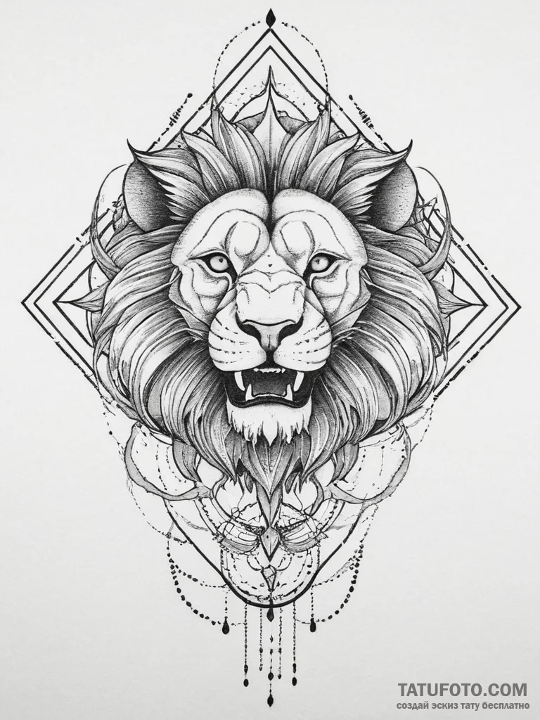 Tattoo design a stylized lion's roar or a bir... - эскиз тату (№1754074281_0, 01.08.2025 18:51) — Tatufoto.com