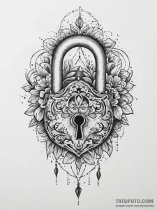 Tattoo design a padlock with a date engraved... - эскиз тату (№1754074487_0, 01.08.2025 18:54) — Tatufoto.com