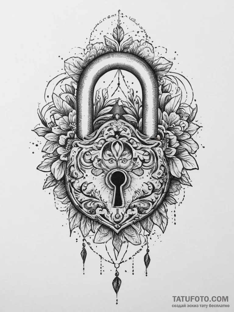 Tattoo design a padlock with a date engraved... - эскиз тату (№1754074487_0, 01.08.2025 18:54) — Tatufoto.com