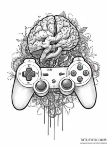 Tattoo design a game controller integrated wi... - эскиз тату (№1754075104_0, 01.08.2025 19:05) — Tatufoto.com