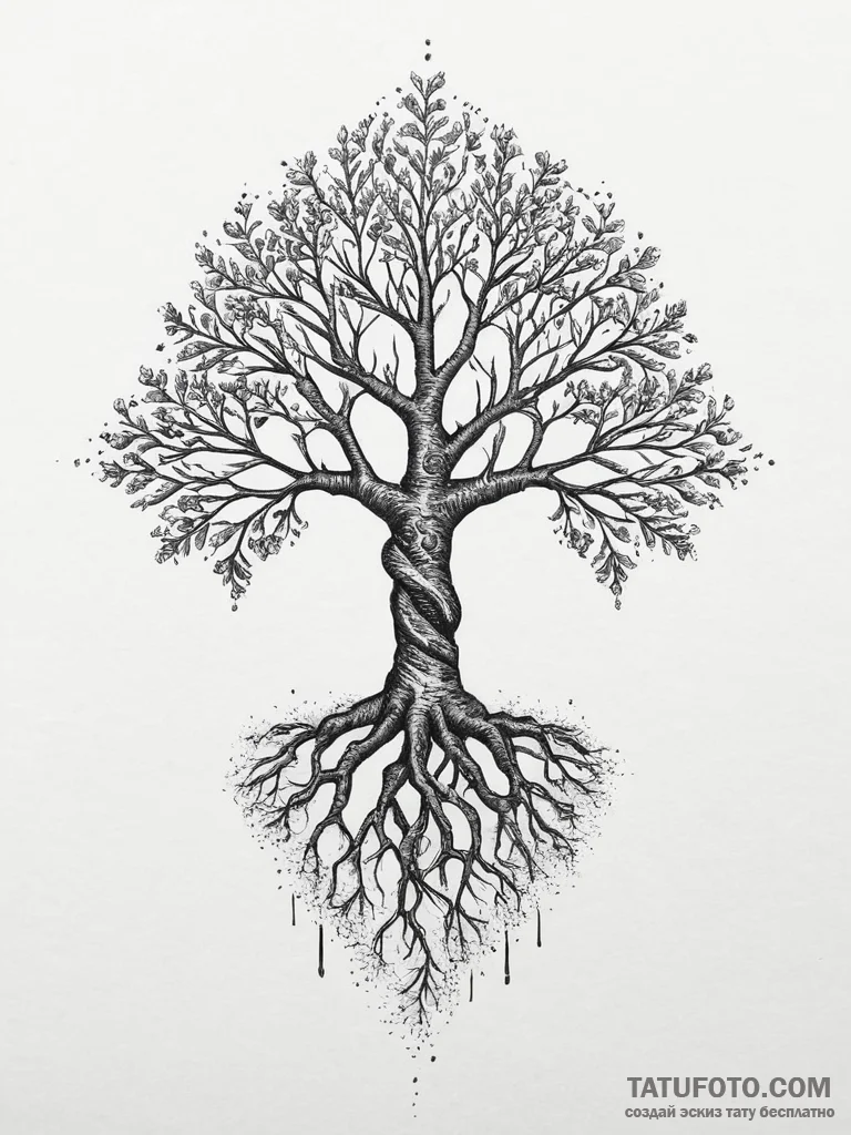 Tattoo sketch a stylized "tree of life" with... - эскиз тату (№1754077325_0, 01.08.2025 19:42) — Tatufoto.com