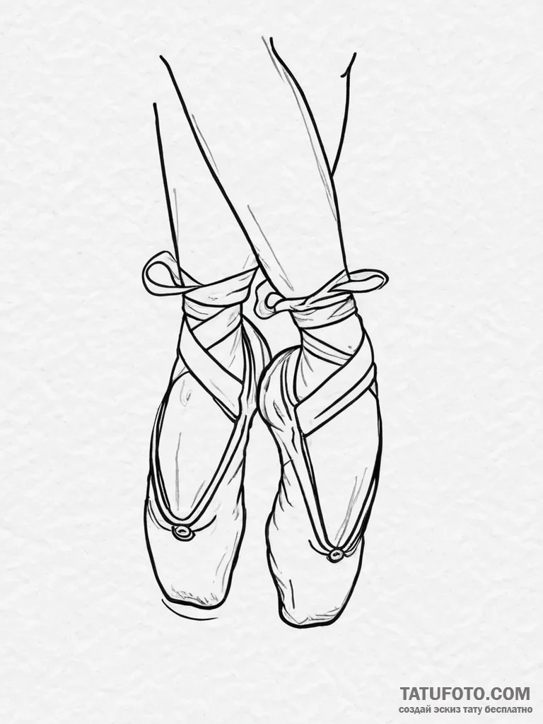 Tattoo design a pair of ballet shoes, one on... - эскиз тату (№1754078543_0, 01.08.2025 20:02) — Tatufoto.com