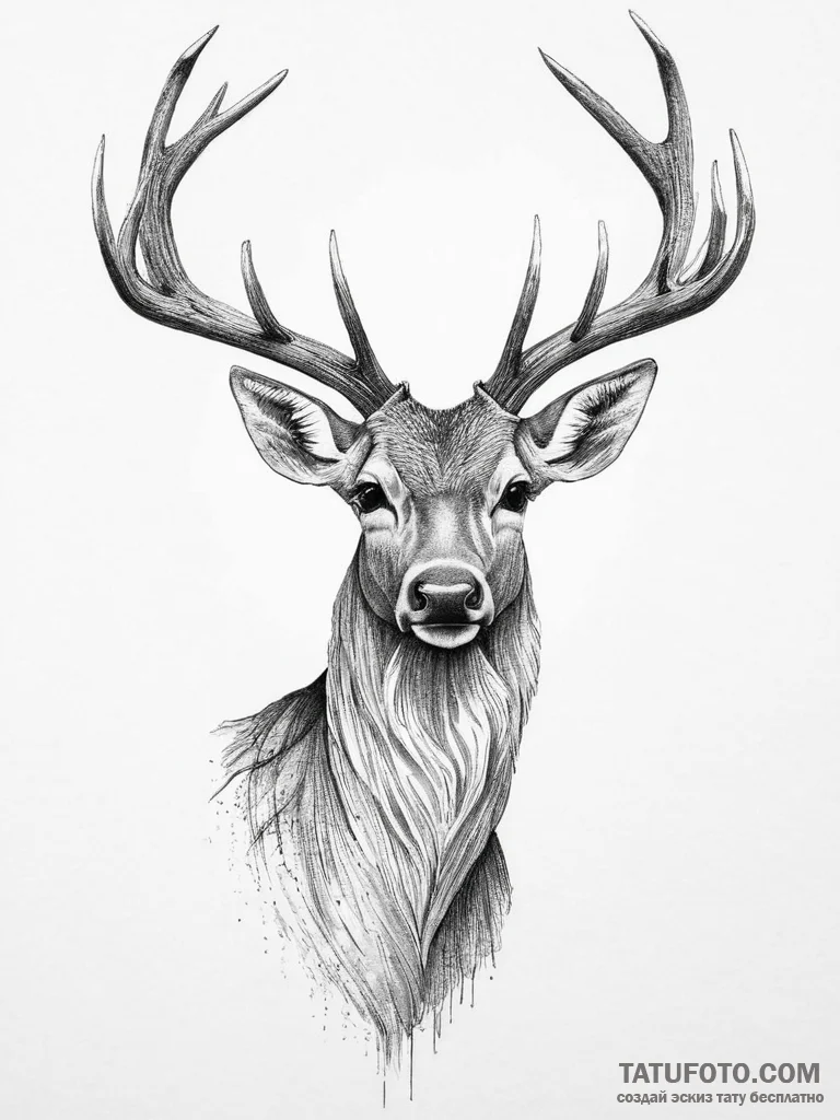 Tattoo sketch a subtle deer silhouette, elega... - эскиз тату (№1754078743_0, 01.08.2025 20:05) — Tatufoto.com