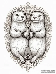 Tattoo design a pair of otters holding hands,... - эскиз тату (№1754079149_0, 01.08.2025 20:12) — Tatufoto.com