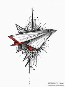 Tattoo design a tiny paper airplane taking of... - эскиз тату (№1754079754_0, 01.08.2025 20:22) — Tatufoto.com
