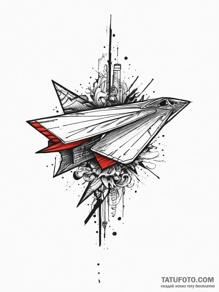 Tattoo design a tiny paper airplane taking of... - эскиз тату (№1754079754_0, 01.08.2025 20:22) — Tatufoto.com