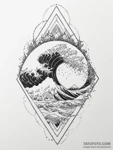 Tattoo design an abstract wave crashing and d... - эскиз тату (№1754080553_0, 01.08.2025 20:35) — Tatufoto.com
