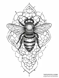 Tattoo sketch a subtle bee with a honeycomb p... - эскиз тату (№1754080949_0, 01.08.2025 20:42) — Tatufoto.com