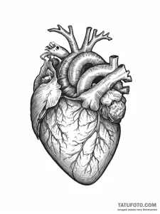 Anatomical heart - эскиз тату (№1754082341_0, 01.08.2025 21:05) — Tatufoto.com