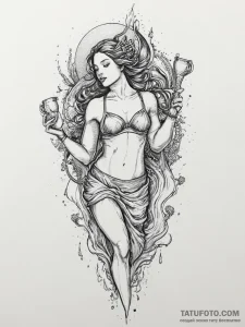 Tattoo sketch a stylized aquarius water-beare... - эскиз тату (№1754082934_0, 01.08.2025 21:15) — Tatufoto.com