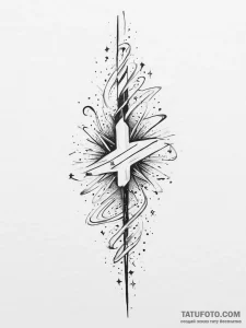 Tattoo sketch a stylized comet with a trailin... - эскиз тату (№1754083133_0, 01.08.2025 21:18) — Tatufoto.com