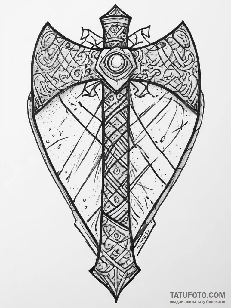 Tattoo design a viking axe and shield, crosse... - эскиз тату (№1754083530_0, 01.08.2025 21:25) — Tatufoto.com