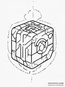 Companion cube (from portal), tattoo drawing... - эскиз тату (№1754083941_0, 01.08.2025 21:32) — Tatufoto.com
