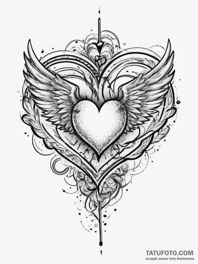 Tattoo sketch a heart transforming into a bir... - эскиз тату (№1754084141_0, 01.08.2025 21:35) — Tatufoto.com