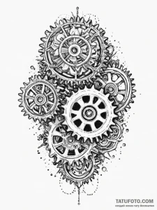 Gears, ink illustration for tattoo, on a clea... - эскиз тату (№1754084742_0, 01.08.2025 21:45) — Tatufoto.com