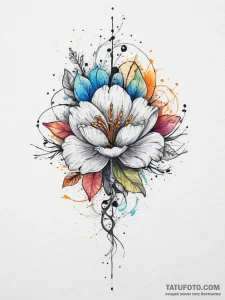 Tattoo design a delicate flower with roots in... - эскиз тату (№1754084967_0, 01.08.2025 21:49) — Tatufoto.com