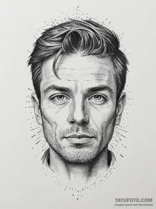 Tattoo sketch: a portrait of dazhbog, his fac... - эскиз тату (№1754085170_0, 01.08.2025 21:52) — Tatufoto.com