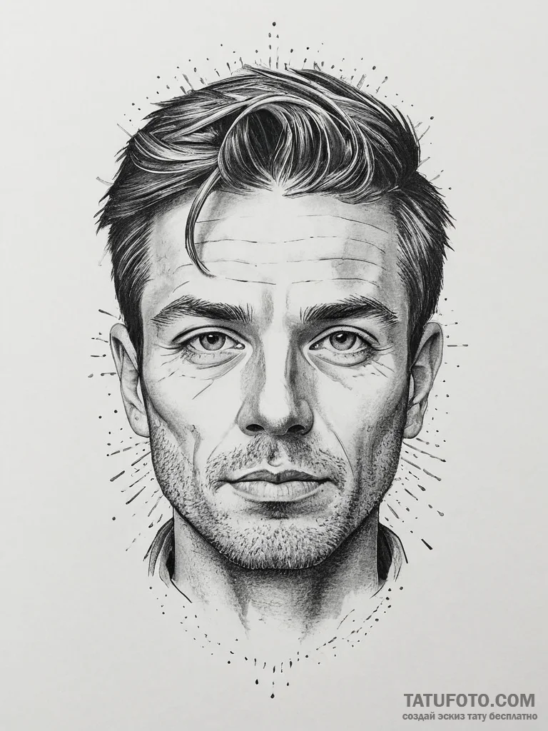 Tattoo sketch: a portrait of dazhbog, his fac... - эскиз тату (№1754085170_0, 01.08.2025 21:52) — Tatufoto.com