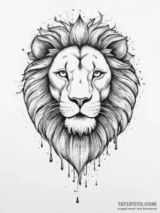 Tattoo sketch a leo lion's face made of molte... - эскиз тату (№1754086193_0, 01.08.2025 22:09) — Tatufoto.com