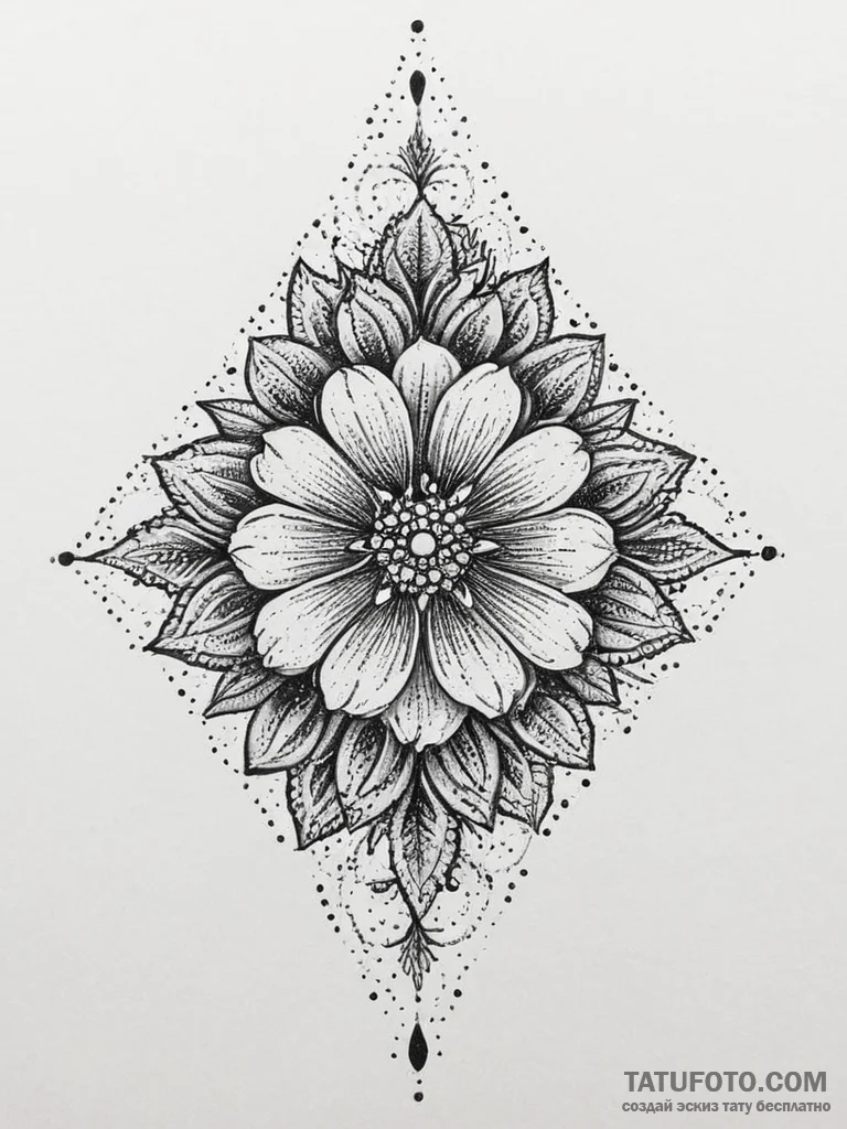 Armaments flowers and leaf - дотворк, монохром (один цвет) - эскиз тату (№1754171511_0, 02.08.2025 21:51) — Tatufoto.com