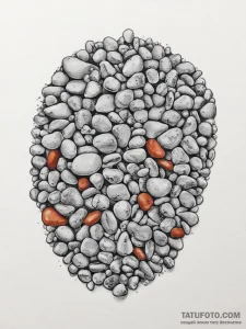 A close-up of colorful, smooth pebbles on the... - эскиз тату (№1754221300_0, 03.08.2025 11:41) — Tatufoto.com