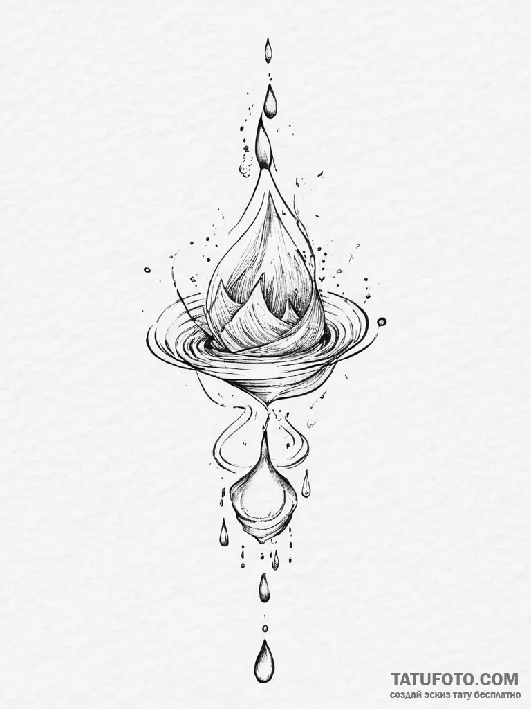 Tattoo sketch a single drop of water creating... - эскиз тату (№1754225120_0, 03.08.2025 12:45) — Tatufoto.com