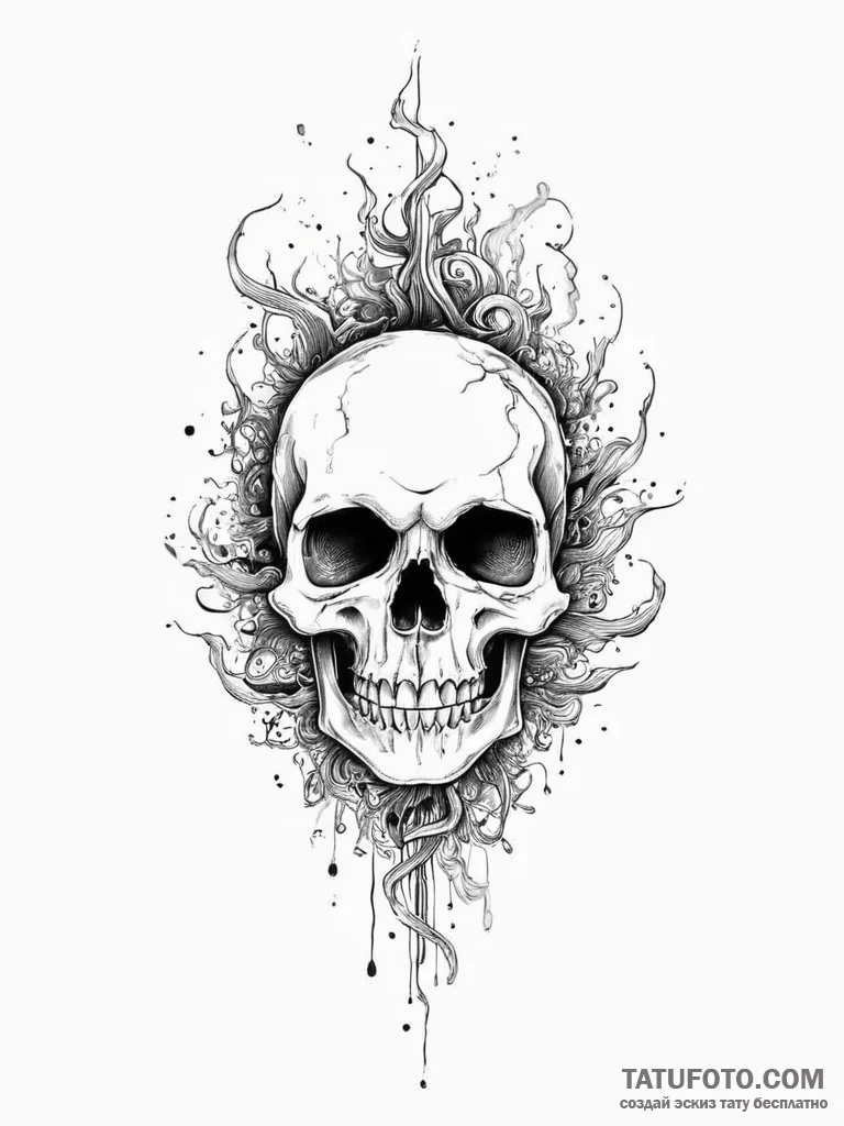 Tattoo sketch a "game over" skull in pixel ar... - эскиз тату (№1754226132_0, 03.08.2025 13:02) — Tatufoto.com