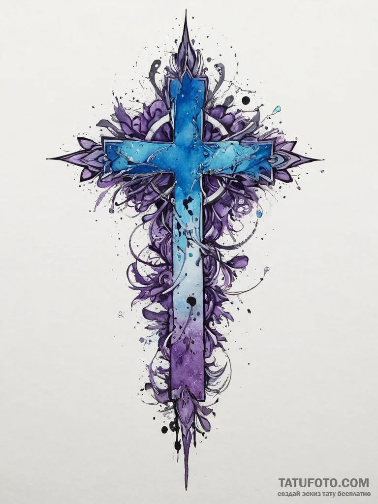 Tattoo sketch: watercolor splashes of deep bl... - эскиз тату (№1754226532_0, 03.08.2025 13:08) — Tatufoto.com