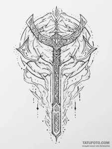 Tattoo design: a depiction of the forging of... - эскиз тату (№1754230140_0, 03.08.2025 14:09) — Tatufoto.com